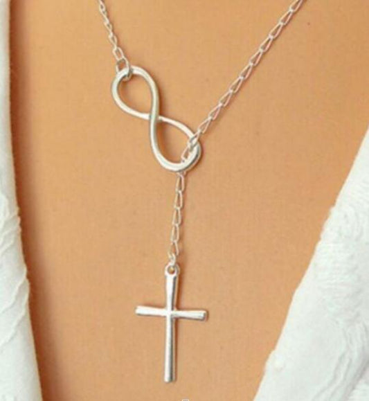 Infinity Cross Sweater Chain Necklace for Women