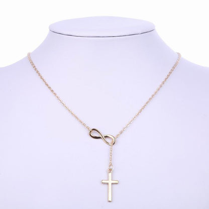 Simple Solid Color Cross Necklace for Women