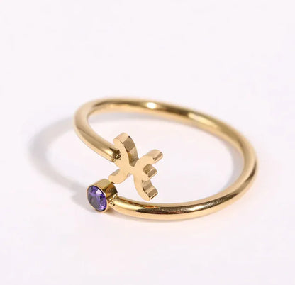 Zodiac Birthstone Ring