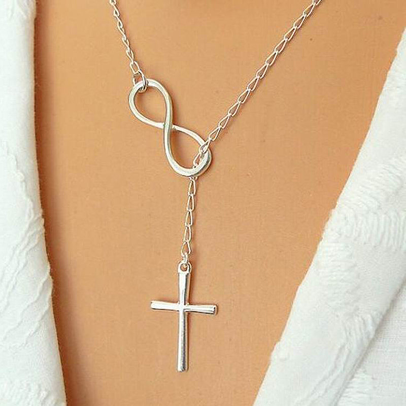 Simple Solid Color Cross Necklace for Women