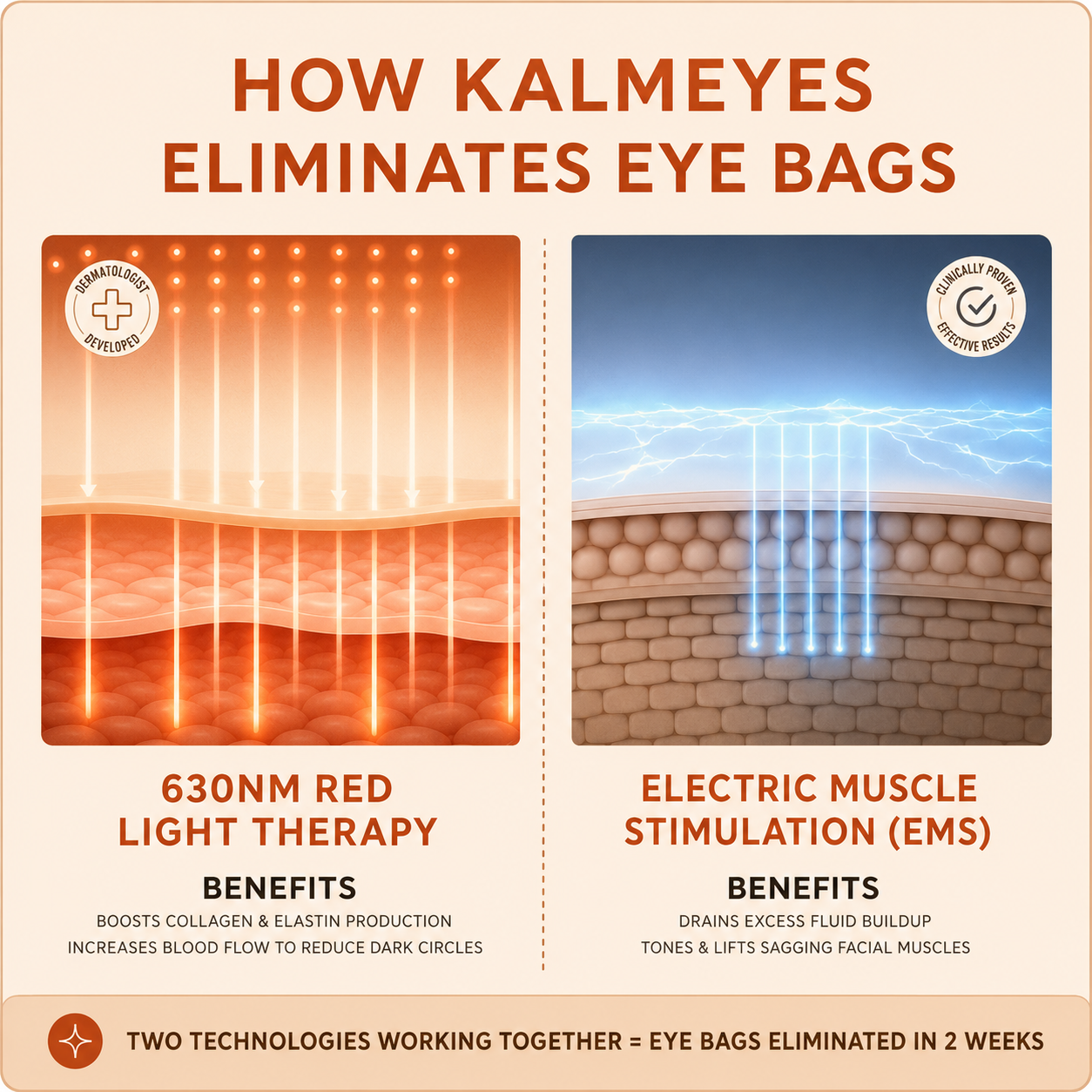 KalmEyes™ 2-in-1 Red Light Therapy + EMS To Erase Eye Bags