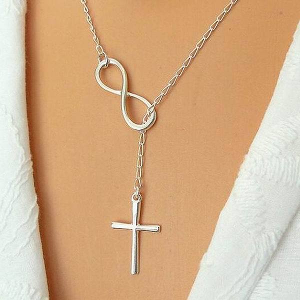 Simple Solid Color Cross Necklace for Women